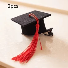 2 个迷你毕业帽发夹和复古风格优雅博士帽配饰，用作毕业装扮照片的道具
