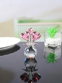 Colorful Rose Flower Crystal Figurine With Vase, Romantic Gifts For Mom On Anniversary Mother's Day Birthday, Handmade Crystal Flower Collectible, Home Table Decor ​For Mother's Day Wedding Anniversary, Home Decorations Mother's Day