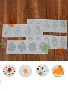 1pc Silicone Mold Coral Sugar Lace Mat DIY Silicone Cake Lace Mold For Cake Edge Decoration 3D Hollow Leaf Mold, Candy Mold For Gum Paste, Chocolate, Frosting, Butter, Soap - Multicolor - View 3