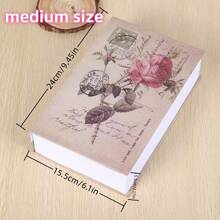 1 pièce Boîte de sécurité en forme de livre créative, boîte de sécurité miniature réaliste de type clé à fleur de rose pour le chevet, tailles standard, moyenne et grande, pour le bureau, la chambre à coucher, etc.