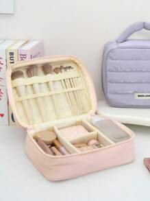 1个极简闪亮Y2K泡沫化妆包，大容量可拆卸化妆包，带提手，多功能精致防震洗漱包及旅行收纳包，少女心防水收纳袋，多隔层设计，可收纳数据线、香水、数码配件（如数据线、鼠标、耳机等），男女通用，化妆包，旅行必备 - 彩色 - 查看 10