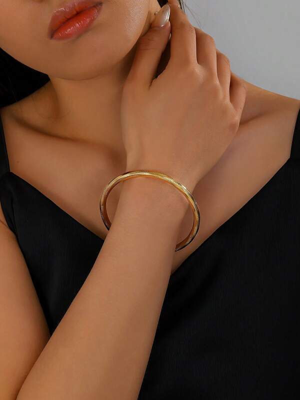 1pc Minimalist Simple Circle Bangle Bracelet, Suitable For Ramadan Daily Wear And Holiday Gifts