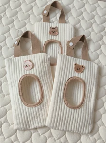 1 件卡通熊图案可爱纸巾架，汽车湿巾盒，便携式纸巾盒收纳盒 - 彩色 - 查看 1