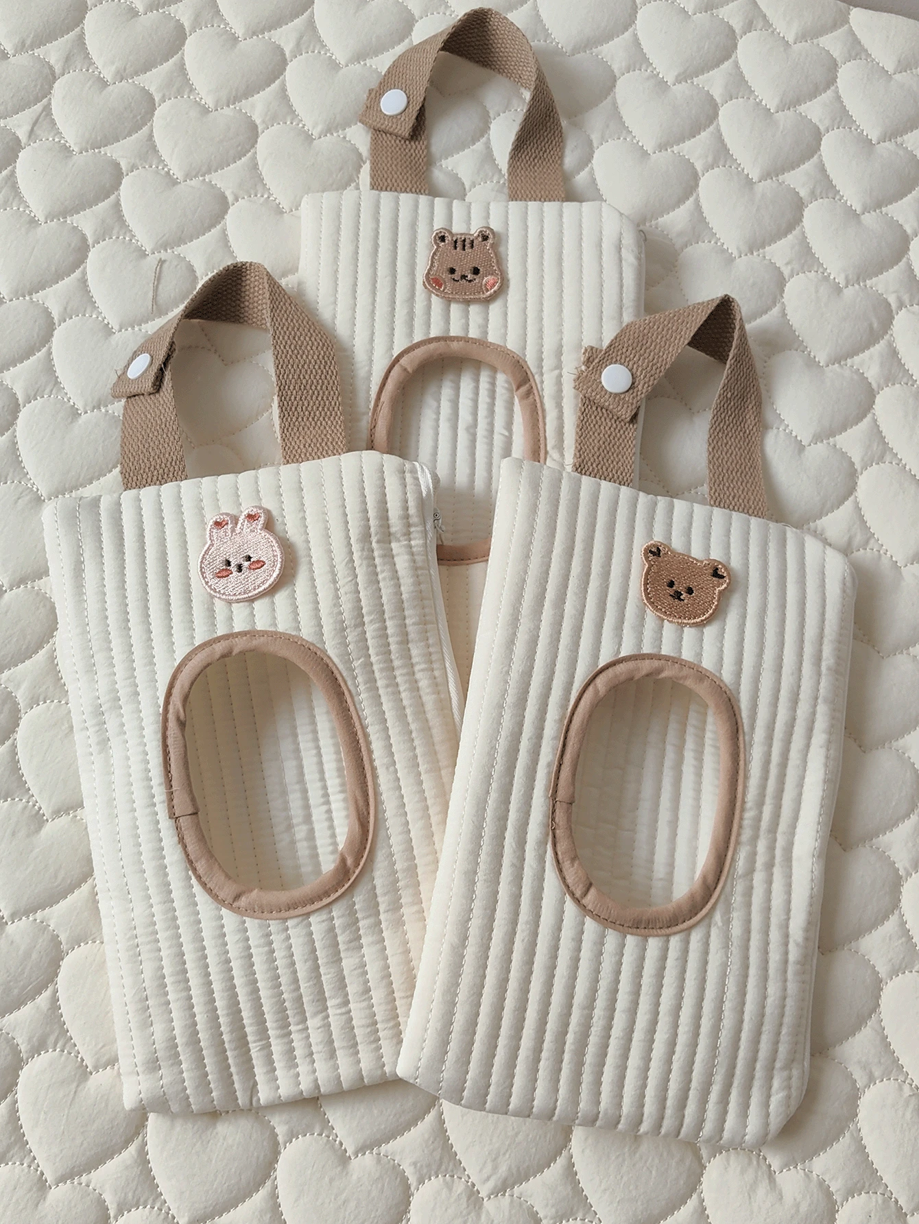 1 件卡通熊图案可爱纸巾架，汽车湿巾盒，便携式纸巾盒收纳盒 - 彩色 - 查看 1