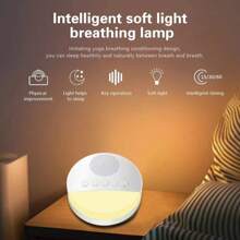 1 pieza Máquina de ruido blanco, Máquina de luz y música para dormir, Máquina de sonido portátil para bebé y adultos, Luz nocturna LED con brillo ajustable, Características de batería potente de 1200mAh, Temporizador de 3 velocidades, 21 sonidos relajantes, Cancelación de ruido para oficina y dormir, Alimentación nocturna, Terapia de sonido para el hogar, Viajes, Registro, Regalos de cumpleaños y festividades - Blanco - Ver 2