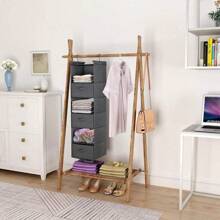 6 Tier Shelf Hanging Closet Organizer, Closet Hanging Shelf With 2 Sturdy Hooks For Storage, Foldable (Grey-D3)