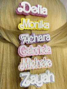 Customizable Acrylic Name Hair Clip - Personalized 3D Double-Layer Letter Design, Long Rectangle Duckbill Barrette For Everyday Styling & Unique Gift Idea, Creative, Hair Clip
