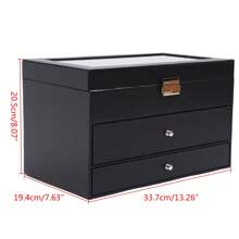 YUNRUX 25 Slots Watch Box With Glass Lid Jewelry Case Sunglasses Organizer Box - Black - View 2