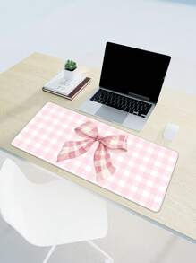 1 件粉色格子蝴蝶结图案鼠标垫，橡胶材料台式垫，适用于台式电脑/笔记本电脑、办公/游戏键盘垫、防滑鼠标垫 - 彩色 - 查看 4