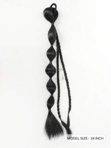合成长直发自然泡泡辫马尾辫假发带橡皮筋自然时尚 - 自然黑 - 查看 3