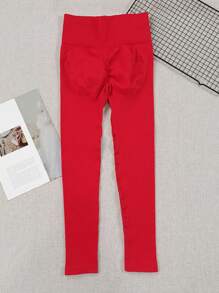 Legging Fitness Wanita Tanpa Jahitan Elastis Tinggi, Celana Pendek Yoga Olahraga Musim Semi dengan Pinggang Tinggi Bergaris Elastis Ketat untuk Mengangkat Bokong - Rose Red - View 7