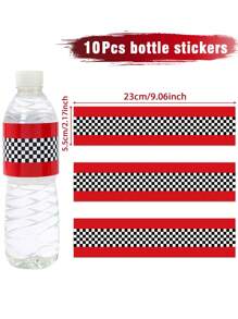 10/24pcs Racing Themed Bottle Stickers,Wedding Favor Stickers,Birthday Party Decor,Rectangular Gift Decoration Labels For Mineral Water Bottles,Very Suitable For Car Enthusiasts And Racing Competitions - Multicolor - View 7