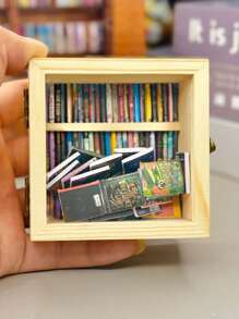 1Pc/2Pcs Anxiety Bookshelf (Contains 60/70/100 Miniature Books Set For Bookshelf Decoration - Handmade Unique Small Books), Anxiety Relief Gift For Adults And Teens, Various Miniature Illustrations Can Be Used For Stress Relief Paper Crafts And Home Decor - Mini Books Matchbox Decoration ,Mini Drawer Best Gift For House - Multicolor - View 11