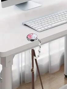 Fashionable Sakura Foldable Handbag Hook - Portable Tabletop Wallet Hanger For Restaurants And Bars, Unique Gift Idea - Pink - View 2