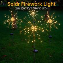 2 Packs Solar Lights Outdoor 150/60/200 /120/240/360/480 Solar Lights Dandelion 8 Modes Garden Decoration Solar Fireworks Solar Garden Lights