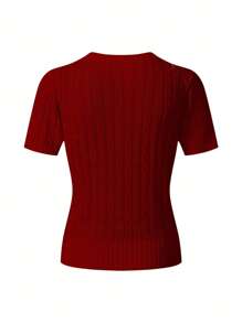 Blusa de manga corta tejida para mujer, apropiada para uso casual de negocios, elegante para Pascua, vacaciones, deportes, color amarillo, Día de la Independencia, graduación
