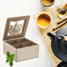 Tea/Coffee Organizer Box Wooden 3 Compartments Minimalist - Tree Of Life - View 4