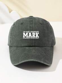 1 pieza Gorra de béisbol fashionable y suave con estampado MARK para mujer, ajustable, sombrero para exteriores transpirable, adecuado para deportes al aire libre, camping, viajes, regalo de vacaciones
