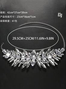 1pc Silver Fashionable Luxury Multi-Layer Geometric Rhinestone Necklace, Women Jewelry - Silver - View 4
