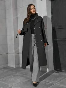 Abrigo ligero y largo tipo trinchera para mujer Risissida con cinturón - Chaqueta versátil y de estilo elegante para uso diario en otoño/invierno, prenda exterior de moda casual