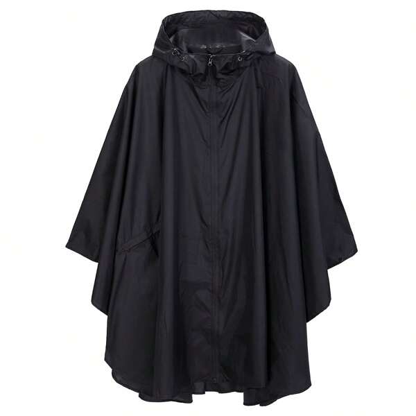 Poncho de lluvia reutilizable y resistente al agua, chaqueta impermeable con capucha y bolsillo con cremallera para adultos, para actividades al aire libre en verano, playa, viajes