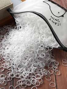 1000/2000个/套女士多色混色鸟包一次性橡皮筋简约百搭无需发圈隐形高弹力时尚发圈适合日常居家通勤编发休闲运动使用头饰