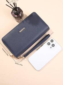 Women's Fashion Double Zipper Long Clutch Wallet Minimalist Embossed Leather Design Large Capacity Double Layer For Women Wallet Mini Wallet Purse Wallet Long Wallet Wristlet Wallet Wallet