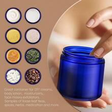 4 Oz Amber Glass Jar With Lids, 48 Pack Small Glass Candle Jars With Lids & Sticker, Empty Cosmetic Containers For Sample, Cream, Spice, Lotion, OintmentsSHEIN - Màu xanh lam - Xem 6