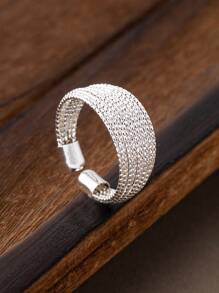 1pc Adjustable Multi-Line Stacked Design Fashion Open Ring For Women, Suitable For Various Outfits - Open Ring - View 3