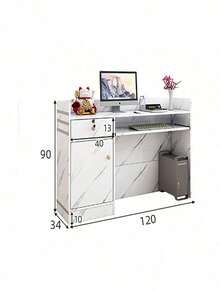 Mueble Recepción Con Puertas Para Oficina Comercial Moderno - Marrón - Ver 8