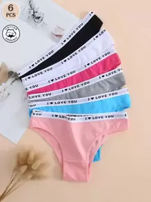 6pcs Women/Girls Letter Printed Soft Breathable Panties, Minimalist Underwear For Students