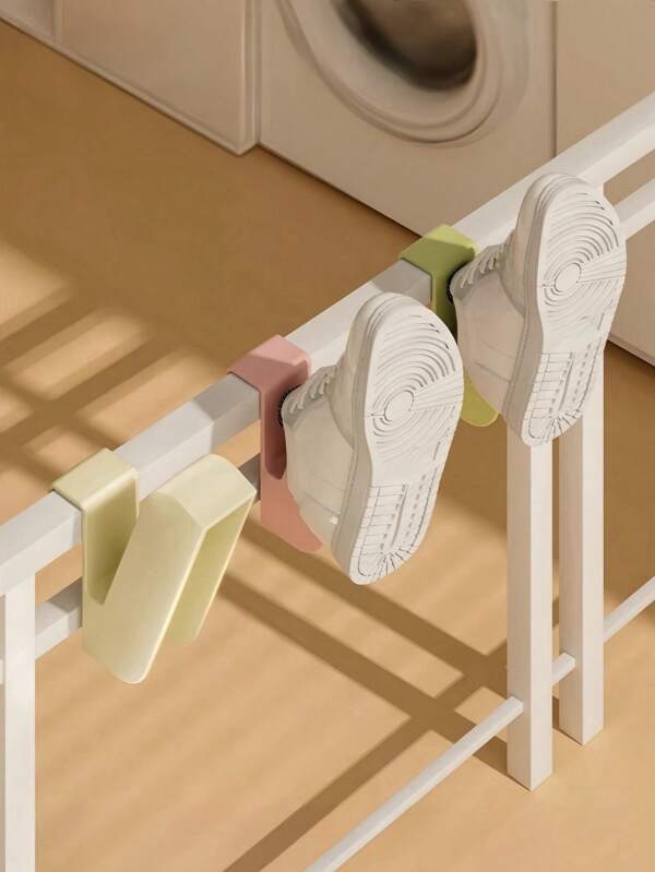 1 Pair Balcony Hanging Shoe Rack, Anti-Theft Window Guard Rack, Slipper Rack, No-Drill Storage Rack