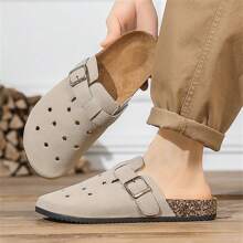 男士木纹一脚蹬穆勒鞋、软木夏季休闲露背凉鞋、男女通用大码办公室木屐