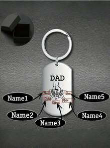 1pc Celebrate Father's Day Mother's Day With A Customized Stainless Steel Keychain (Title Can Be Changed) Engraved With Your Family's Name Or Any Text, Polished Military Pendant Key Necklace, Affordable Gift.