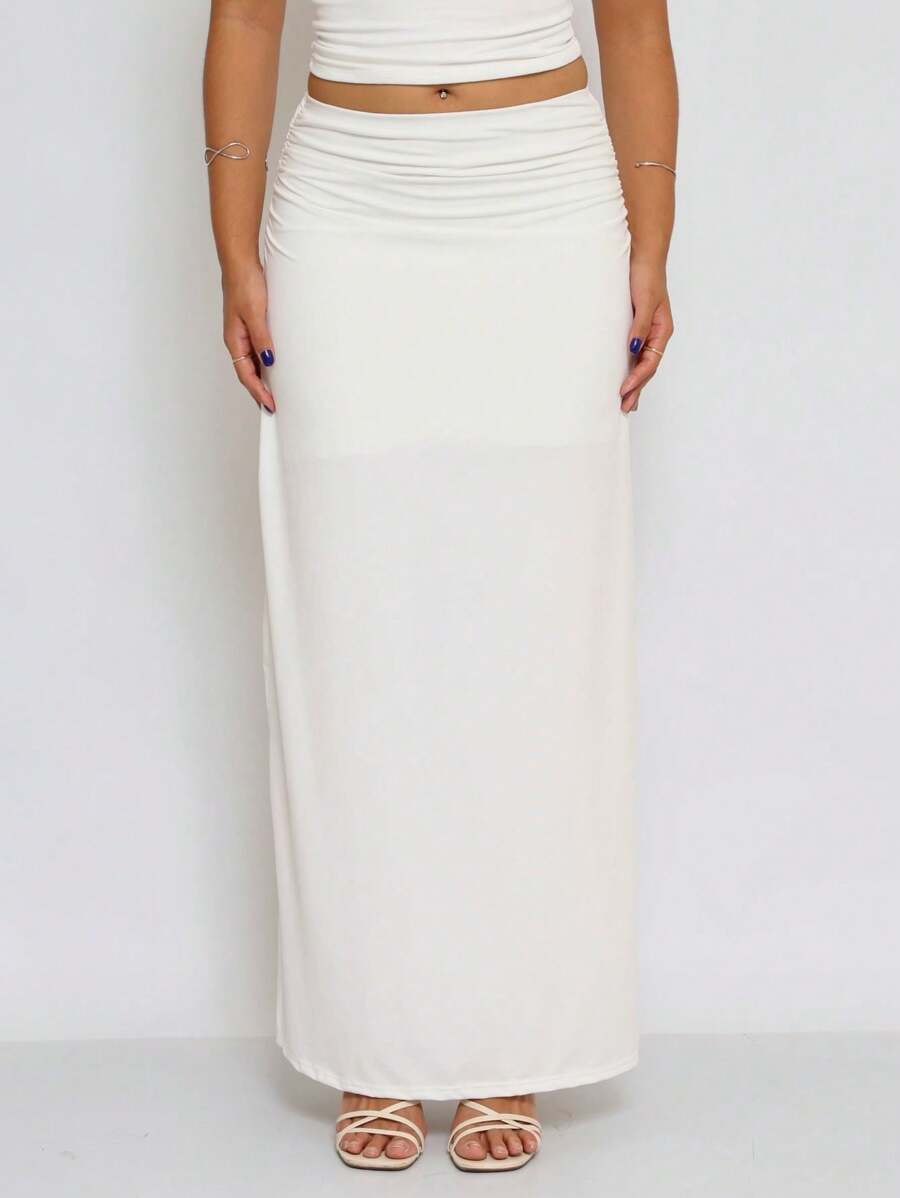 Eloá Long Skirt With Gathered Side Slit - 白色 - 查看 1