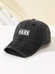 1 pieza Gorra de béisbol fashionable y suave con estampado MARK para mujer, ajustable, sombrero para exteriores transpirable, adecuado para deportes al aire libre, camping, viajes, regalo de vacaciones