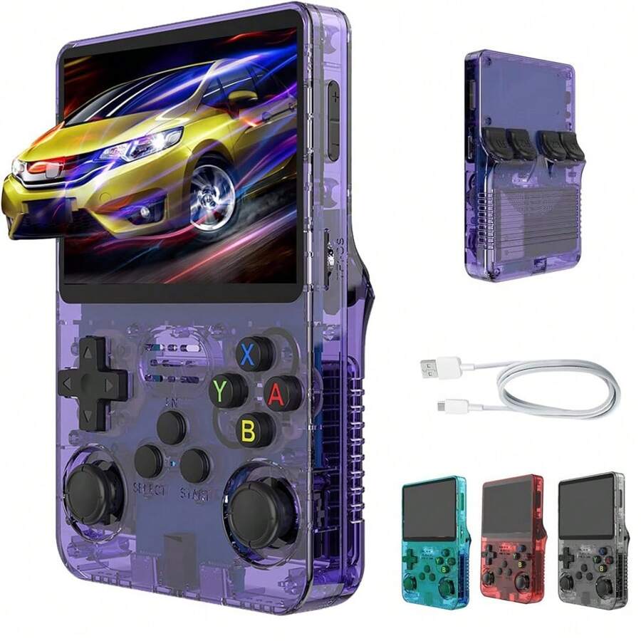 Consolă de jocuri portabilă R36S retro cu jocuri clasice încorporate de 64G, ecran IPS de 3,5 inch, baterie de 3500mAh, mini consolă video retro portabilă, joystick-uri 3D duale