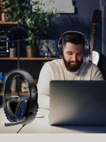 Lightweight Foldable Wired Headset With Microphone - Detachable 3.5MM Jack, Noise Cancellation For Gaming And Calls, Compatible With Smartphones, Tablets, Laptops