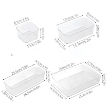 带隔板的透明抽屉整理盒、化妆品整理盒、文具整理盒、梳妆台桌面储物盒、适用于各种场合的多功能储物盒 - 無色 - 查看 4
