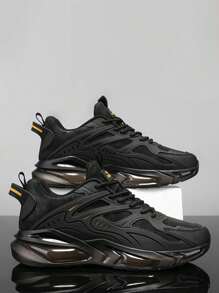 Men's Fashion Versatile Outdoor Sports Shoes, Lace-Up Air Cushion Hiking Shoes, Comfortable Casual Shoes Suitable For Daily Wear