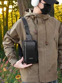 1pc Fashionable Minimalist One Shoulder Messenger Bag, Men's Chest Bag For Daily Use And Travel - Multicolor - View 2