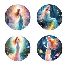 4pcs Round Coasters, Colorful Printed Heat Insulation Coasters With Magical Pattern, Non-Slip Table Mats, Kitchen Supplies, Car Coasters, Room Decor - Multicolor - View 16
