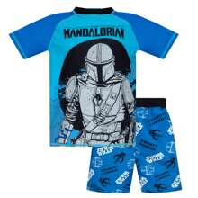Star Wars The Mandalorian Swimsuit | The Mandalorian Boys' Two Piece Swimming Costume | Kids' Swimwear - Blue - View 1