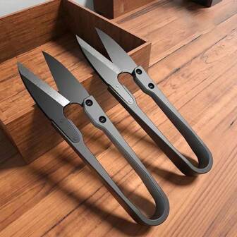 Tijeras en forma de U de acero inoxidable, tijeras negras minimalistas modernas para coser, 1 pieza