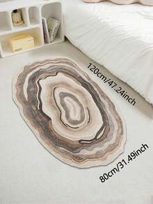 1 件树环印花毛绒浴室垫，适用于卧室、客厅、书房、餐厅和浴室，快干且易于清洁 - 彩色 - 查看 3