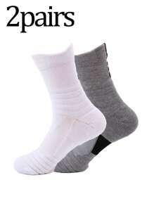 4pcs/Pack Men's Thick Terry Cushioned Mid-Calf Sports Socks, Moisture-Wicking Non-Slip For Running, Hiking, Basketball - Multicolor - View 13