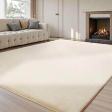Treeboy Plush Rugs Living Room - Grey Area Rugs For Bedroom Faux Rabbit Fur Rug Large Rug, Anti Slip Rug Large Floor Carpet Short Pile Area Rug For Living Room, Bedroom - Milky White - View 8