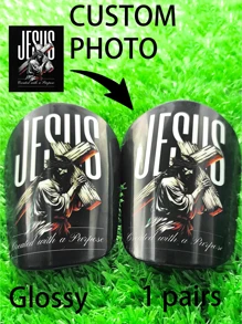 1 对定制 12*8 厘米光面护膝，高密度抗压材料，超级保护，耐用升级，男女通用设计 - 黑色 - 查看 4