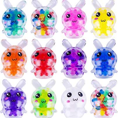2/6/10Pcs Easter Bunny Mini Squeeze Balls, Easter Basket Stuffers, Easter Egg Fillers, Squishies Stress Relief Fidget Toys Gifts Party Favors