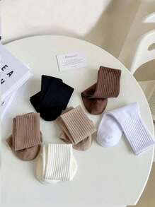 6pairs/Set Teenager Sporty Long Tube Socks Crew Socks - Multicolor - View 3